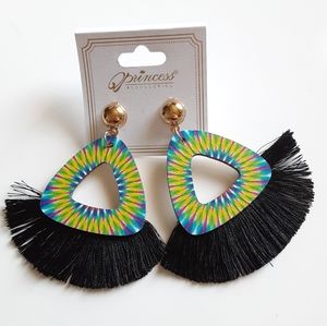 Princess Accessories Tie Dye Fringe Earrings